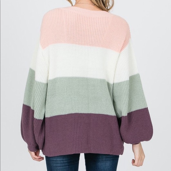 Color block Oversized Sweater bubble sleeves - Picture 5 of 6